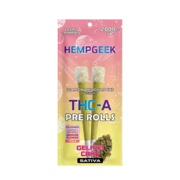 HEMPGEEK THC-A PRE ROLLS GELATO CAKE SATIVA 2000 MG x2