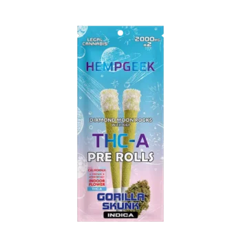 HEMPGEEK THC-A PRE ROLLS GORILLA SKUNK INDICA 2000 MG x2