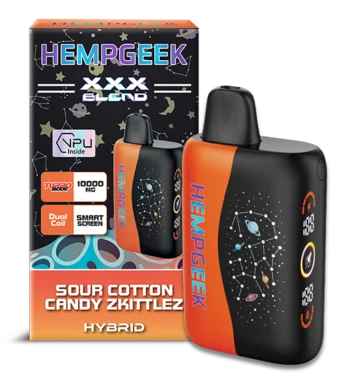 HempGeek XXX Blend Disposable Vape - Sour Cotton Candy Zkittlez (Hybrid) - 10,000 mg