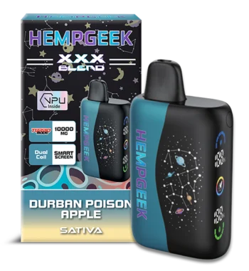 HempGeek XXX Blend Disposable Vape - Durban Poison Apple (Sativa) - 10,000 mg