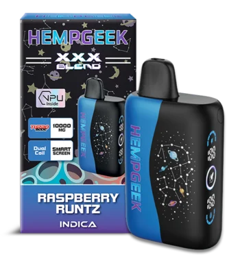 HempGeek XXX Blend Disposable Vape - Raspberry Runtz (Indica) - 10,000 mg