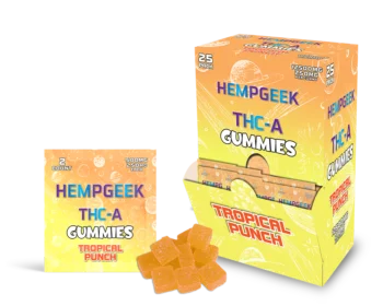 Hempgeek THC-A Gummies | Tropical Punch | 250mg - 2 Count per pack - 25 Packs